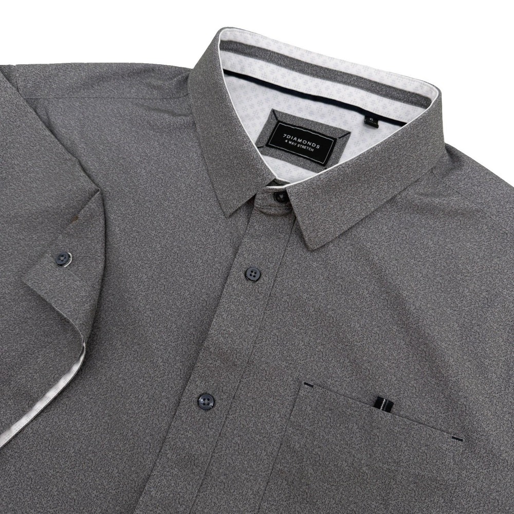 7Diamonds Shirt Men XL Gray Painted Memory 4-Way Stretch Casual Modern Techwear